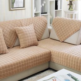 Chair Covers Plaid Plush Fabric Sofa Cover European Style Soft Slip Resistant Slipcover Seat Couch Towel For Living Room DecorChair