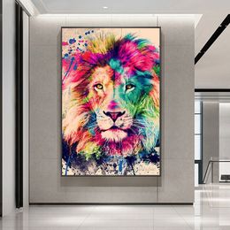 Wall Art Print Canvas Home Decoration Painting 5 Style Abstract Colourful Lion Head Nordic Style Modular Poster For Living Room