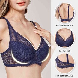 Sexy Lace Bras For Women Fashion Bra Push Up Plus Size Bralette Thin Cup Brace Bra Brace Lingerie Underwear Top C D Cup L220726