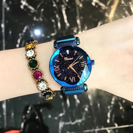 Wristwatches Lady Crystal Wrist Watches Milanese Band Starry Sky Fashion Woman Quartz Ladies Magnet Strap Free Buckle Feminino