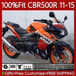 OEM Fairings Kit For HONDA CBR 500 R CC 500R RR 2011 2012 2013 2014 2015 Body 126No.80 CBR500RR CBR500 RR 11-15 Repsol Orange CBR500R 11 12 13 14 15 Injection Mould Bodywork