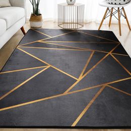 Carpets Living Room Geometric Carpet Home Parlor Mat Kids Bedroom Bedside Rugs Soft Square Fluffy Printing Floor CarpetCarpetsCarpets