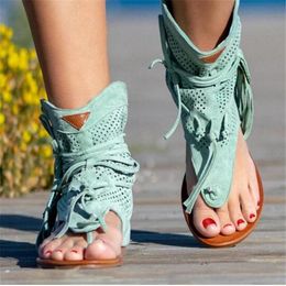 Plus Size 35-43 Womens Retro Sandals Gladiator Ladies Clip Toe Vintage Boots Casual Tassel Rome Fashion Summer Woman Shoes Female Sandalias