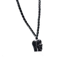 Natural Stone Magnetic Hematite Bead Necklace Women Natural Stone Elephant Pendant