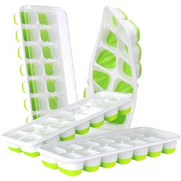 4 Pack Easy Silicone 4 Lce Trays With Splash Resistant Removable Lid Ice Cubes 220618