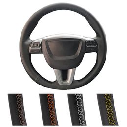 Steering Wheel Covers Customised Car Cover For Seat Leon Alhambra Toledo 2011 2010 2012 Leather WrapSteering