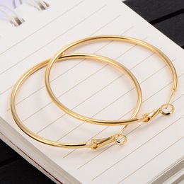 4cm Smooth Flat Women Hoop Earrings Large Cirl Huggie Earrings 18k Yellow Gold Filled Simple Style Sexy Lady Jewellery Gift