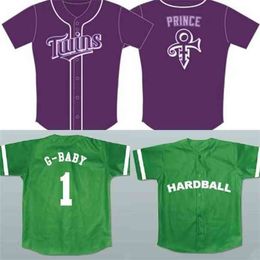 Xflsp G-Baby #1 Hardball Prince Night Jersey Movie Baseball Jersey NEW Sewn Any NAME vintage rare S to 3XL Green