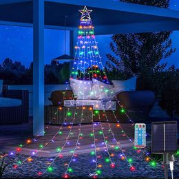 Strings LEDS Star Waterfall String Lights Solar Christmas Fairy With 8 Functions Remote For Party Wedding Patio IndoorLED LED