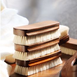 Square Wool Solid Beech Wood Shoe Brush Soft Hair Don't Hurt Leather Dedicated for Cleaning Leather Bags Shoes Brushes