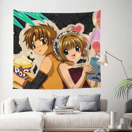 Tapestries Cardcaptor Sakura Tapestry Bohemian Polyester Wall Hanging Anime Manga Decor Table Cover Mandala Blanket