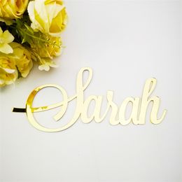 Other Festive Party Supplies Custom Mirror Rose Gold Baby Name Sign Nursery Wall Decoration Personalised Black Rustic Wedding Baptism 220826