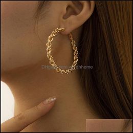 Hoop Hie Earrings Jewelry Vintage Big Hollow Round Earring For Women Girl Metal Gold Sier Color Geometric Hook Party Brincos Drop Delivery