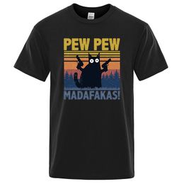 Pew Madafakas Tshirt Men Short Sleeve Novelty Funny Cat T Shirt Vintage Summer Tops Shirts Tee T Shirt Crew Neck Streetwear 220616