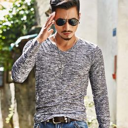 Men's T-Shirts 2022 Fashion Men T Shirt Casual Long Sleeve Slim Basic Tops Tees Summer Stretch T-shirt Mens Clothing Chemise Homme