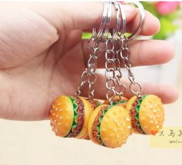 Wholesale New 50pcs Personalised resin simulation food mini hamburger keychain chain accessories gift pendant
