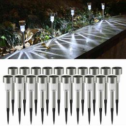 Solar Lighting Outdoor Stainless Steel Outdoor Waterproof Led Landscape Lighting Solar Energy For Pathway Walkway Patio Yard J220531