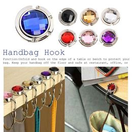 Handbag Holder Shell Bag Folding Table Hook Creative Portable Metal Foldable Bag Purse Hanger Colorful257U