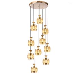 Pendant Lamps Post-modern Staircase Chandelier Duplex Villa Creative Luxury Personality Long Crystal Living Room Large ChandelierPendant