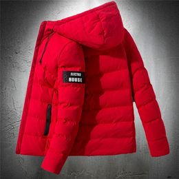 Parkas Men Autumn Wear Coat Cotton Padded Coat Puffer Jacket Men Hooded Red Jacket Men Fall Fashion Outwear Jackets Mens 201209