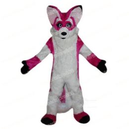 Halloween Pink Husky Dog Mascot Costume Cartoon Theme Character Carnival Festival Fancy dress Adults Size Xmas Outdoor Party Outfit