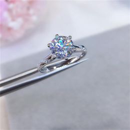 silver diamond cluster ring UK - Cluster Rings Engagement 925 Silver Brilliant Cut 1 VVS1 Diamond D Color Moissanite Ring Arrival Princess Jewelry Teen GirlsCluster