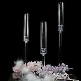 decoration 3 Pcs/set Crystal Candle Holders all clear Acrylic Candlestick Centrepieces Road Lead Candelabra Centrepieces Wedding Porps Christmas Decor