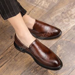 Platform Wedding Shoes for Men 2022 Leather Shoes Men Formal Loafers Mens Dress Shoes Chaussure Homme
