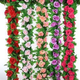 Decorative Flowers & Wreaths 2Pcs Artificial String Silk Rose High Simulation Low Price Sale Ours En Preserved Fake Wedding DecorationDecora