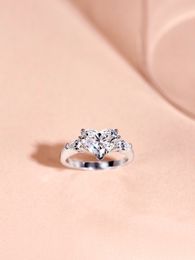 S925 silver charm punk band ring with sparkly diamond in platinum color for women wedding jewelry gift engagemet PS7861