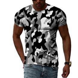 Kaus Pria Berotot Kepribadian Musim Panas Jaket Kasual Mode Lehero Gambar Cetak Kamuflase 3D Atasan Ukuran Besar 220613