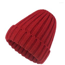 Beanie/Skull Caps Knitted Cap Autumn And Winter Solid Color Kids Parents Outdoor Windbreak Covered Core Yarn Hat Keep Warm Elastic Pros22