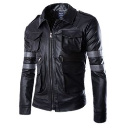 Spring Fashion Mens Cool bomber Jackets Men Jacket Collar Slim Fit Motorcycle Leather Jacket Coat Outwear Streetwear 220816