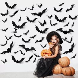 12pcs/set Black 3D DIY PVC Bat Wall Sticker Decal Home Halloween Decoration bat Decor