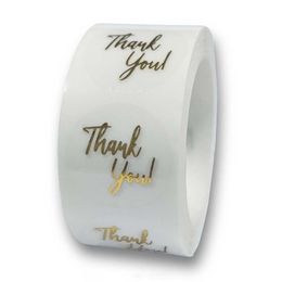 Gift Wrap 500Pcs/Roll Gold Silver Foil Thank You Round Stickers Paper DIY Manual Making Decoration Card Box Stationery StickerGift
