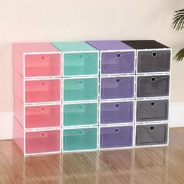 Empty Shoe Boxes Multicolor Foldable Plastic Clear Home Shoes Rack Organiser Stack Display Box