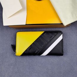 High End Wallet Leather Fashion Card Holder Brand Personality Color Matching Zipper High Quality Mens Clip Bag Luxury Gift