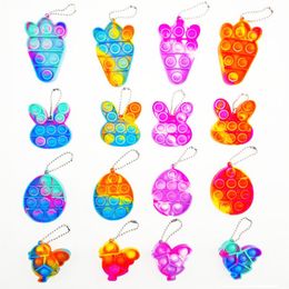 Easter Keychain Fidget Toys Decompression Bubble Music Silicone Pendant Stress Relief Sensory Toy Gifts