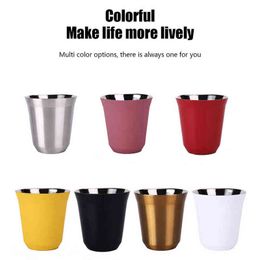 160ML 304 Espresso Mugs Stainless Steel Coffee Milk Water Drink Breakfast Cups Insulated Double Wall Dishwasher Safe Texture Y220511