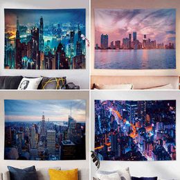 Boho Decoration Home Landscape City Print Tapestry In Room Mural Aesthetic Carpet Wall Hanging J220804