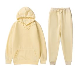 İki Parçalı Kadın Hoodiespants Sonbahar Kış Kışlı Kapüşonlu Sweatshirt Sweatpants Gevşek set kapüşonlu hip hop kazak 220810