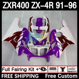 Fairings Kit For KAWASAKI NINJA ZX4R 400CC ZXR-400 1991 1992 1993 94 95 96 Body 12DH.89 ZXR 400 CC ZX-4R ZX 4R Cowling ZXR400 91 92 93 1994 1995 1996 Bodywork purple red