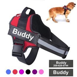 Dog Harness No Pull Reflective Breathable Pet Harness With Name For Dogs Custom Patch Adjustable Outdoor Walking Dog Supplies 220815