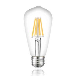 ST64 LED Filament Edison Bulb Lamp E27 220V Industrial Decor Vintage Retro Lamp Light Bulb 12W 16W Ampoule Bombillas Gloeilamp H220428