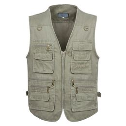 5XL 6XL 7XL New Male Casual Summer Big Size Cotton Sleeveless Vest With Many 16 Pockets Men Multi Pocket Photograph Waistcoat T190828