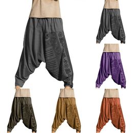 Vintage erkekler harem pantolon damla kasık hip hop pantolon baskı kalem eşofmanları sıradan gevşek retro kostüm pantolon wid 220812
