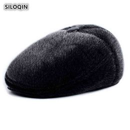 Siloqin Hat Autumn And Winter New Style Middle Aged Elderly Forward Cap Berets Gorras Thicker Ear Protectors Warm Hat Suitable For Father J220722