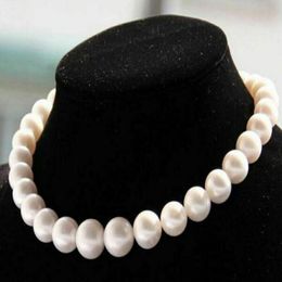 AAA charming 11-12mm real natural south sea white cultured pearl necklace 18"