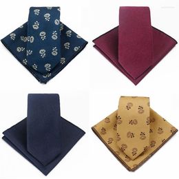 Bow Ties Ricnais Product Men's 6cm Slim Flowers Tie Set And Pocket Square Business Classic Wedding Gift Casual Narrow TieBow Emel22