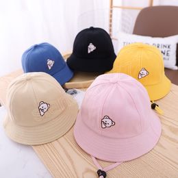 Cartoon Bear Baby Bucket Hat Spring Summer Boy Girl Panama Hat Windproof Adjustable Kids Cap